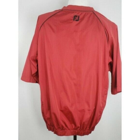 FootJoy Rain Windbreaker Pullover Golf Jacket Red Half Sleeve V Neck Size M Mens - Picture 5 of 14